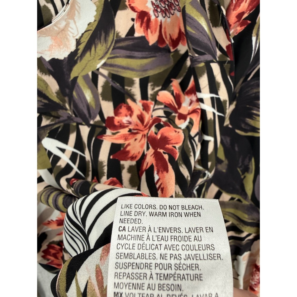 Bar III Womens Floral Animal Print Open Front Blouse Small Black Multi New - Picture 7 of 9